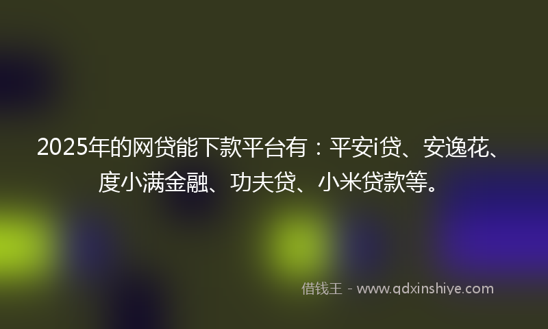 2025年的网贷能下款平台有：平安i贷、安逸花、度小满金融、功夫贷、小米贷款等。