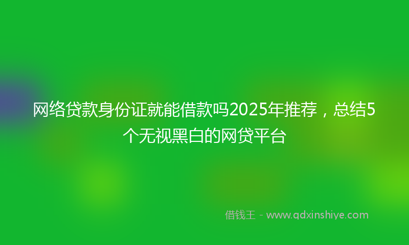 网络贷款身份证就能借款吗2025年推荐，总结5个无视黑白的网贷平台