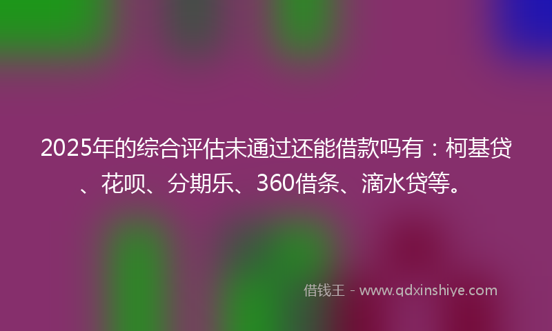 2025年的综合评估未通过还能借款吗有：柯基贷、花呗、分期乐、360借条、滴水贷等。