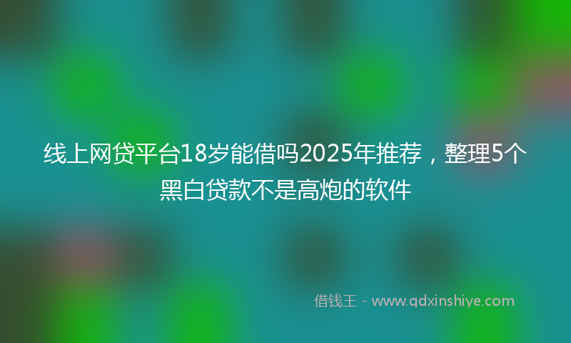 线上网贷平台18岁能借吗2025年推荐，整理5个黑白贷款不是高炮的软件