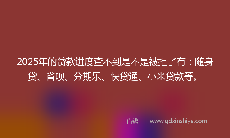 2025年的贷款进度查不到是不是被拒了有：随身贷、省呗、分期乐、快贷通、小米贷款等。