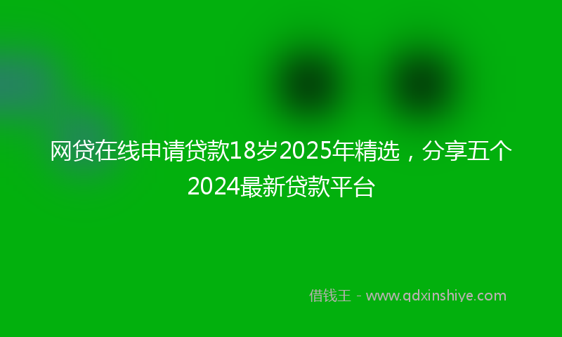 网贷在线申请贷款18岁2025年精选，分享五个2024最新贷款平台