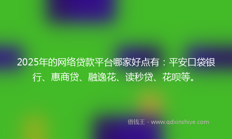 2025年的网络贷款平台哪家好点有：平安口袋银行、惠商贷、融逸花、读秒贷、花呗等。