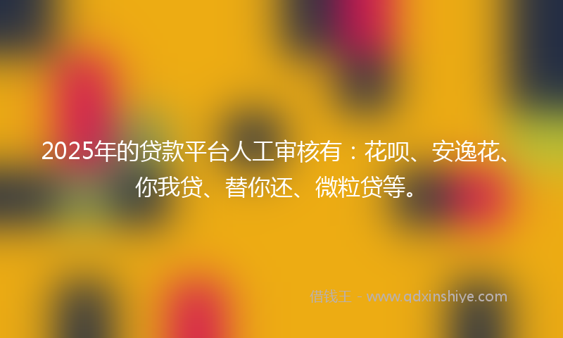 2025年的贷款平台人工审核有：花呗、安逸花、你我贷、替你还、微粒贷等。