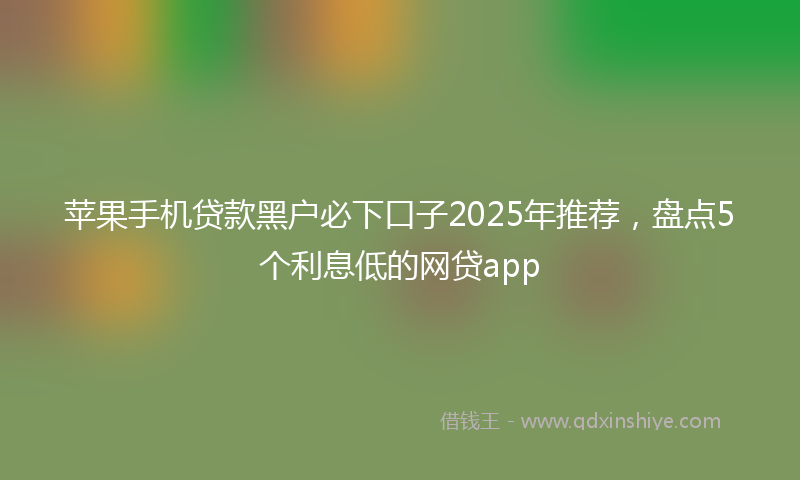 苹果手机贷款黑户必下口子2025年推荐，盘点5个利息低的网贷app