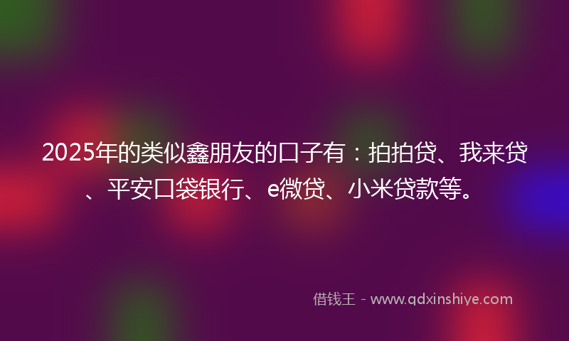 2025年的类似鑫朋友的口子有：拍拍贷、我来贷、平安口袋银行、e微贷、小米贷款等。