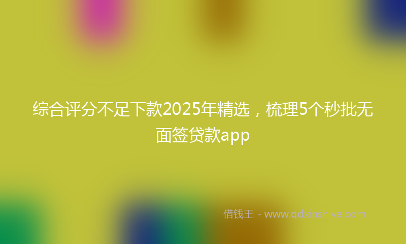 综合评分不足下款2025年精选，梳理5个秒批无面签贷款app