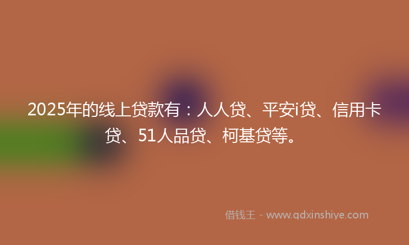 2025年的线上贷款有：人人贷、平安i贷、信用卡贷、51人品贷、柯基贷等。