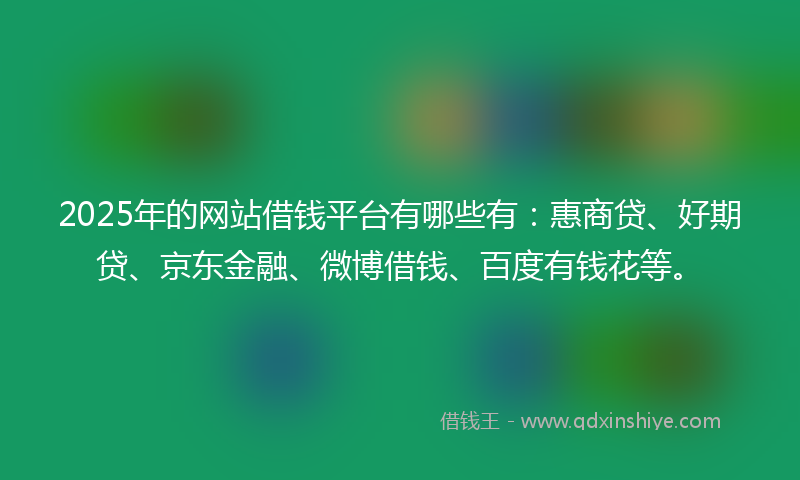 2025年的网站借钱平台有哪些有：惠商贷、好期贷、京东金融、微博借钱、百度有钱花等。