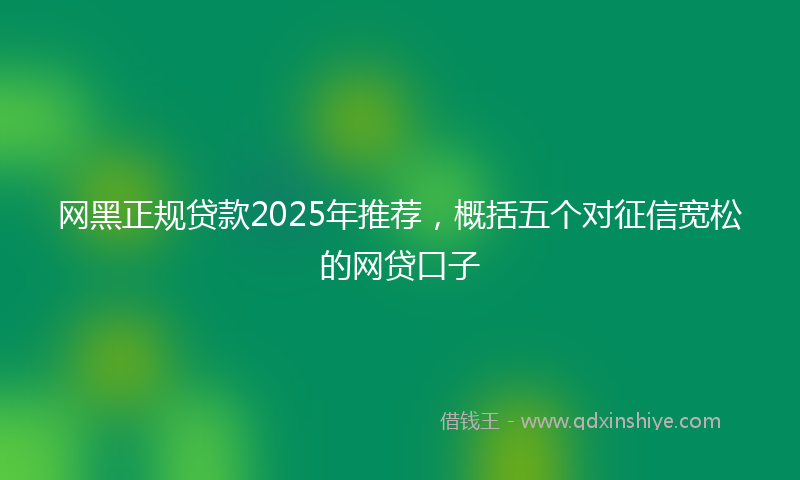 网黑正规贷款2025年推荐，概括五个对征信宽松的网贷口子