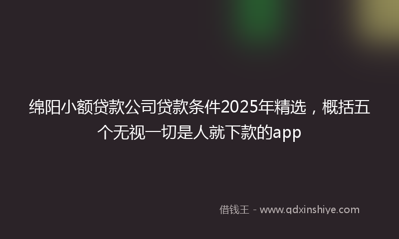 绵阳小额贷款公司贷款条件2025年精选，概括五个无视一切是人就下款的app