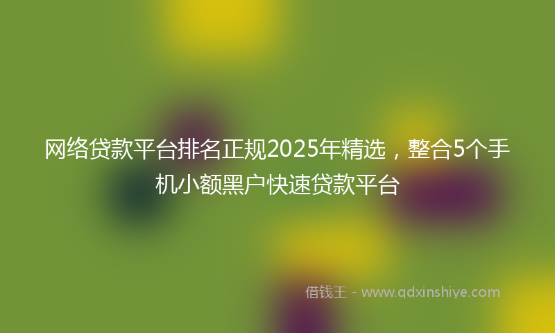 网络贷款平台排名正规2025年精选，整合5个手机小额黑户快速贷款平台