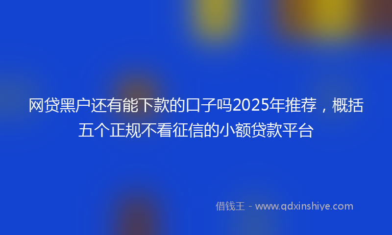 网贷黑户还有能下款的口子吗2025年推荐，概括五个正规不看征信的小额贷款平台