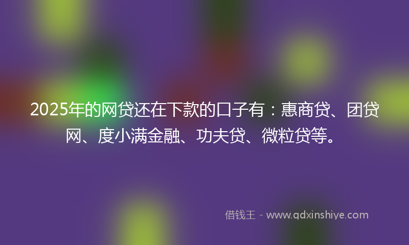 2025年的网贷还在下款的口子有：惠商贷、团贷网、度小满金融、功夫贷、微粒贷等。