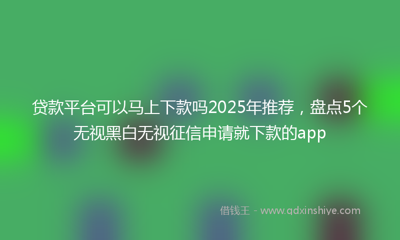 贷款平台可以马上下款吗2025年推荐，盘点5个无视黑白无视征信申请就下款的app
