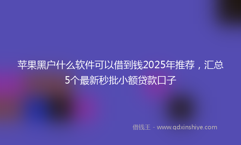 苹果黑户什么软件可以借到钱2025年推荐，汇总5个最新秒批小额贷款口子