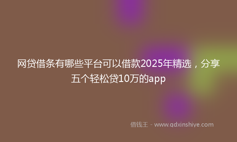 网贷借条有哪些平台可以借款2025年精选，分享五个轻松贷10万的app