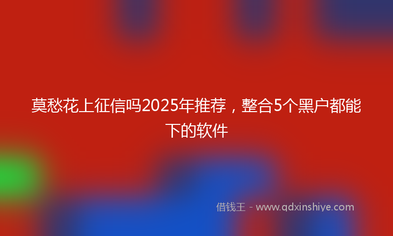 莫愁花上征信吗2025年推荐，整合5个黑户都能下的软件