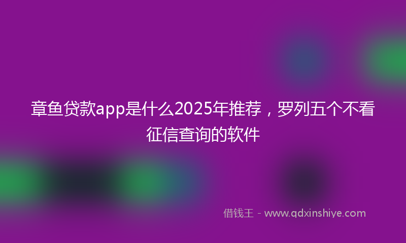章鱼贷款app是什么2025年推荐，罗列五个不看征信查询的软件