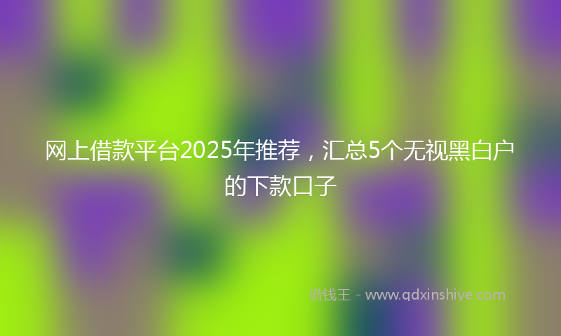网上借款平台2025年推荐，汇总5个无视黑白户的下款口子