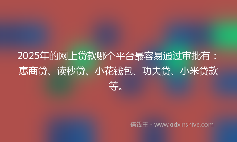 2025年的网上贷款哪个平台最容易通过审批有：惠商贷、读秒贷、小花钱包、功夫贷、小米贷款等。