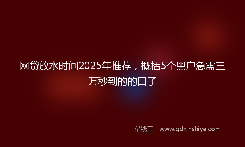 网贷放水时间2025年推荐，概括5个黑户急需三万秒到的的口子