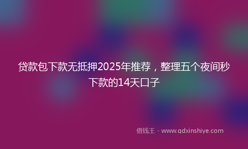 贷款包下款无抵押2025年推荐，整理五个夜间秒下款的14天口子