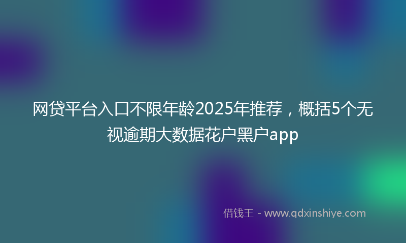 网贷平台入口不限年龄2025年推荐，概括5个无视逾期大数据花户黑户app