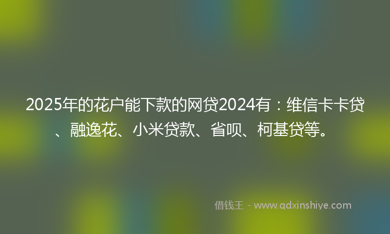 2025年的花户能下款的网贷2024有：维信卡卡贷、融逸花、小米贷款、省呗、柯基贷等。