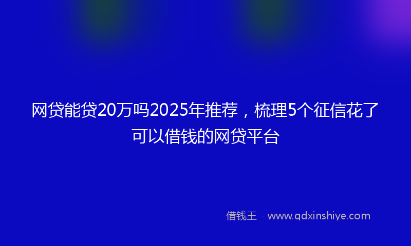 网贷能贷20万吗2025年推荐，梳理5个征信花了可以借钱的网贷平台