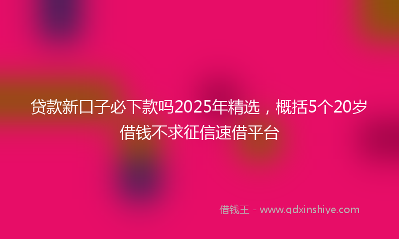 贷款新口子必下款吗2025年精选，概括5个20岁借钱不求征信速借平台