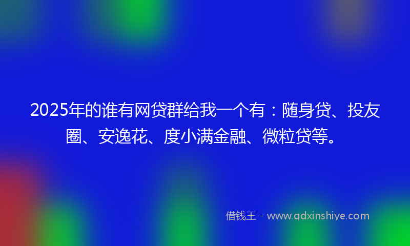 2025年的谁有网贷群给我一个有：随身贷、投友圈、安逸花、度小满金融、微粒贷等。