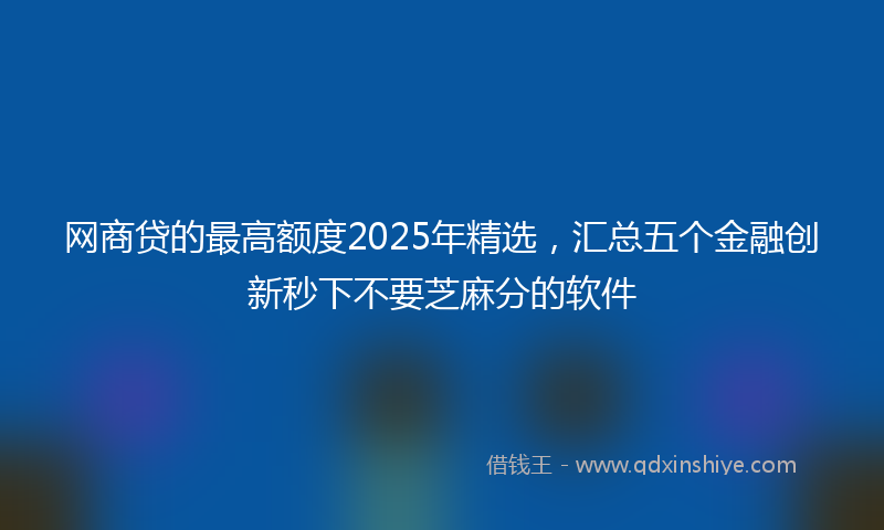 网商贷的最高额度2025年精选，汇总五个金融创新秒下不要芝麻分的软件