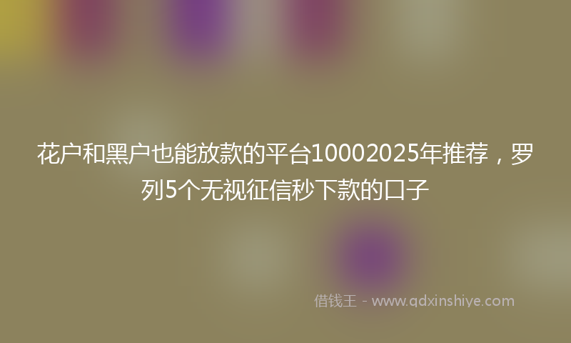 花户和黑户也能放款的平台10002025年推荐，罗列5个无视征信秒下款的口子