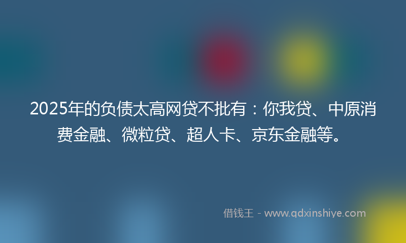 2025年的负债太高网贷不批有：你我贷、中原消费金融、微粒贷、超人卡、京东金融等。