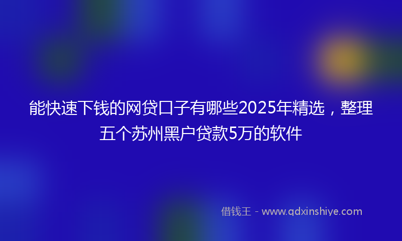 能快速下钱的网贷口子有哪些2025年精选，整理五个苏州黑户贷款5万的软件