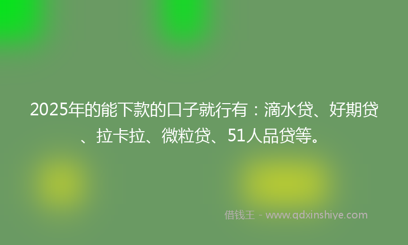 2025年的能下款的口子就行有：滴水贷、好期贷、拉卡拉、微粒贷、51人品贷等。