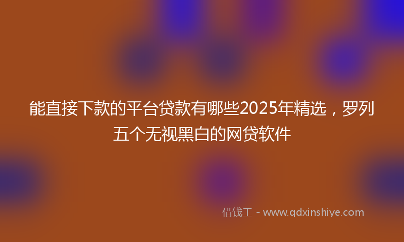 能直接下款的平台贷款有哪些2025年精选，罗列五个无视黑白的网贷软件