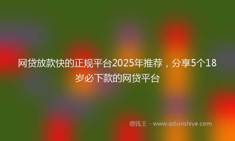 网贷放款快的正规平台2025年推荐，分享5个18岁必下款的网贷平台