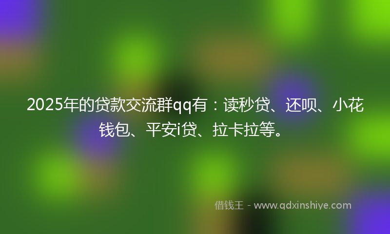 2025年的贷款交流群qq有：读秒贷、还呗、小花钱包、平安i贷、拉卡拉等。