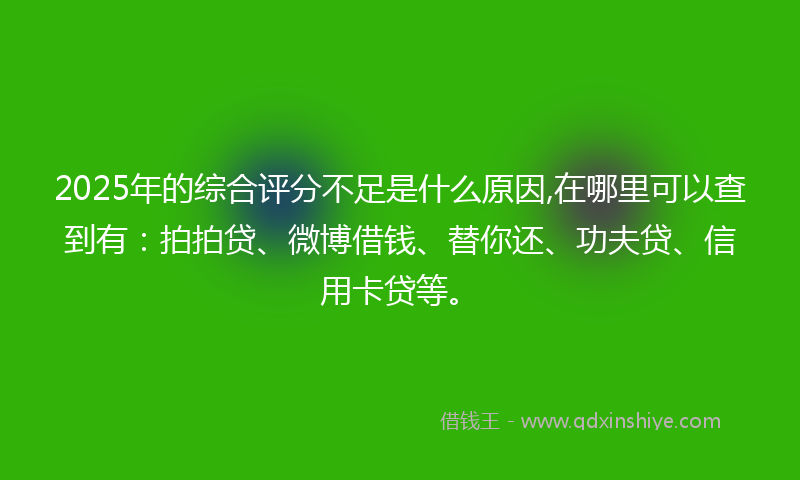 2025年的综合评分不足是什么原因,在哪里可以查到有：拍拍贷、微博借钱、替你还、功夫贷、信用卡贷等。