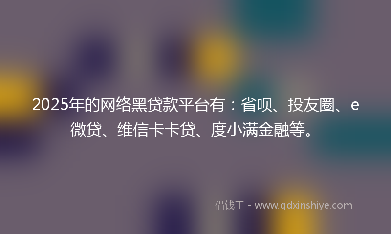 2025年的网络黑贷款平台有：省呗、投友圈、e微贷、维信卡卡贷、度小满金融等。