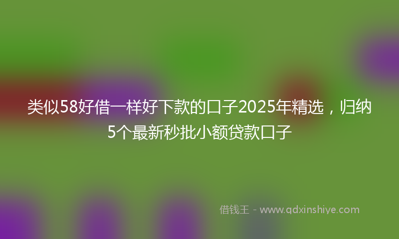 类似58好借一样好下款的口子2025年精选，归纳5个最新秒批小额贷款口子