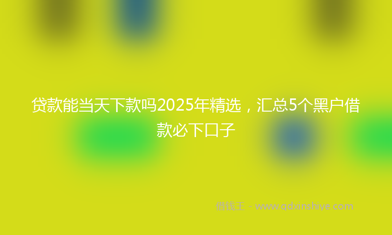 贷款能当天下款吗2025年精选，汇总5个黑户借款必下口子