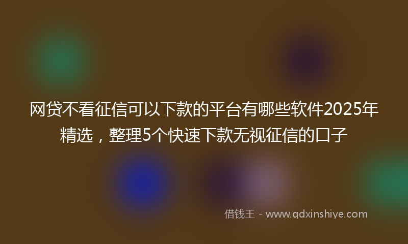 网贷不看征信可以下款的平台有哪些软件2025年精选，整理5个快速下款无视征信的口子