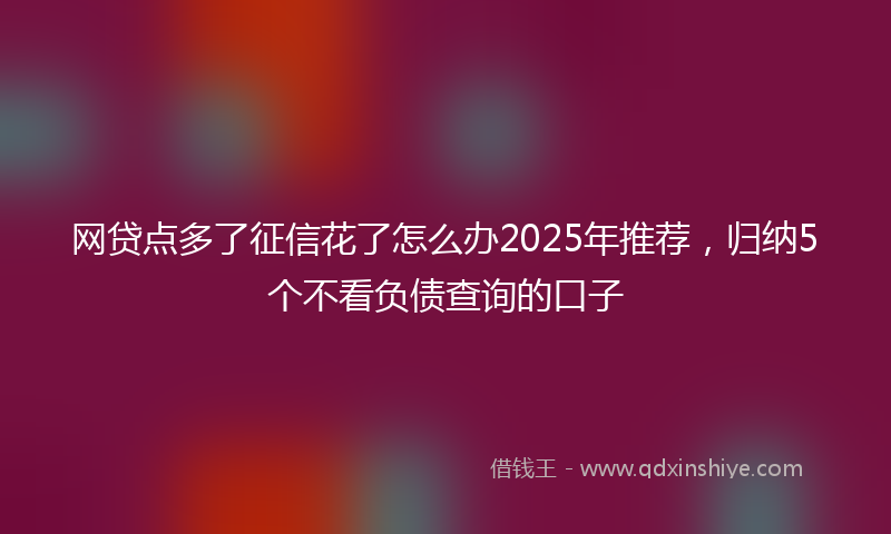 网贷点多了征信花了怎么办2025年推荐，归纳5个不看负债查询的口子