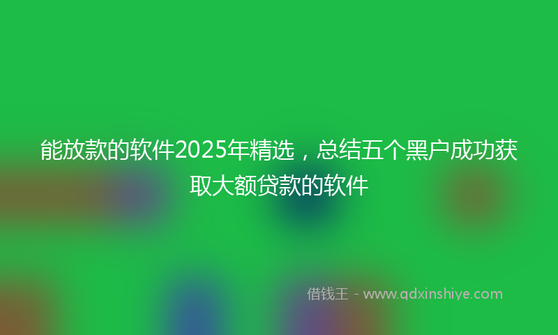 能放款的软件2025年精选，总结五个黑户成功获取大额贷款的软件