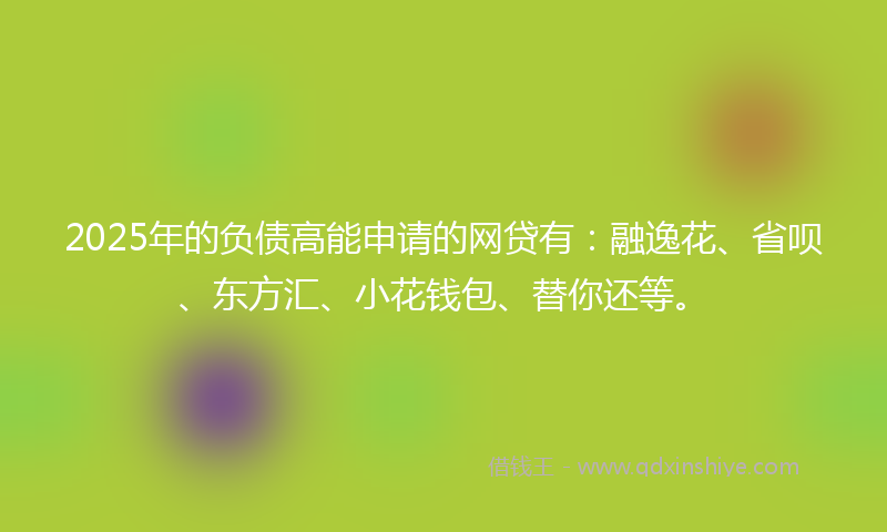 2025年的负债高能申请的网贷有：融逸花、省呗、东方汇、小花钱包、替你还等。