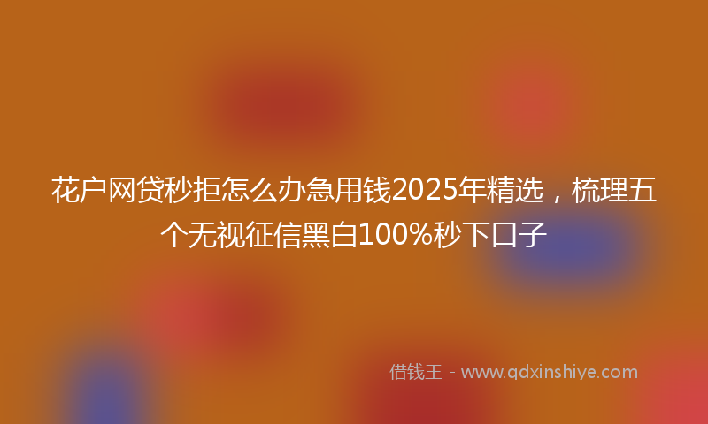 花户网贷秒拒怎么办急用钱2025年精选，梳理五个无视征信黑白100%秒下口子