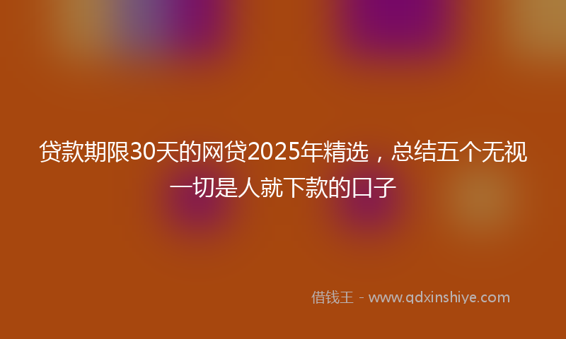 贷款期限30天的网贷2025年精选，总结五个无视一切是人就下款的口子